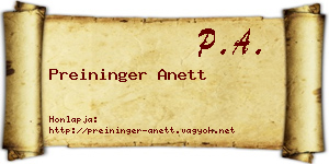 Preininger Anett névjegykártya